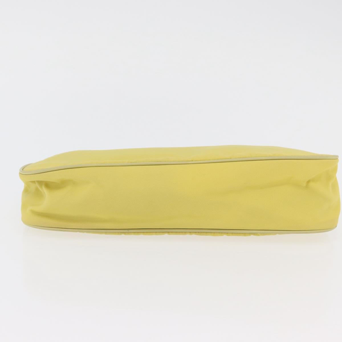 PRADA Chain Shoulder Bag Nylon Yellow Gold Auth 176777A