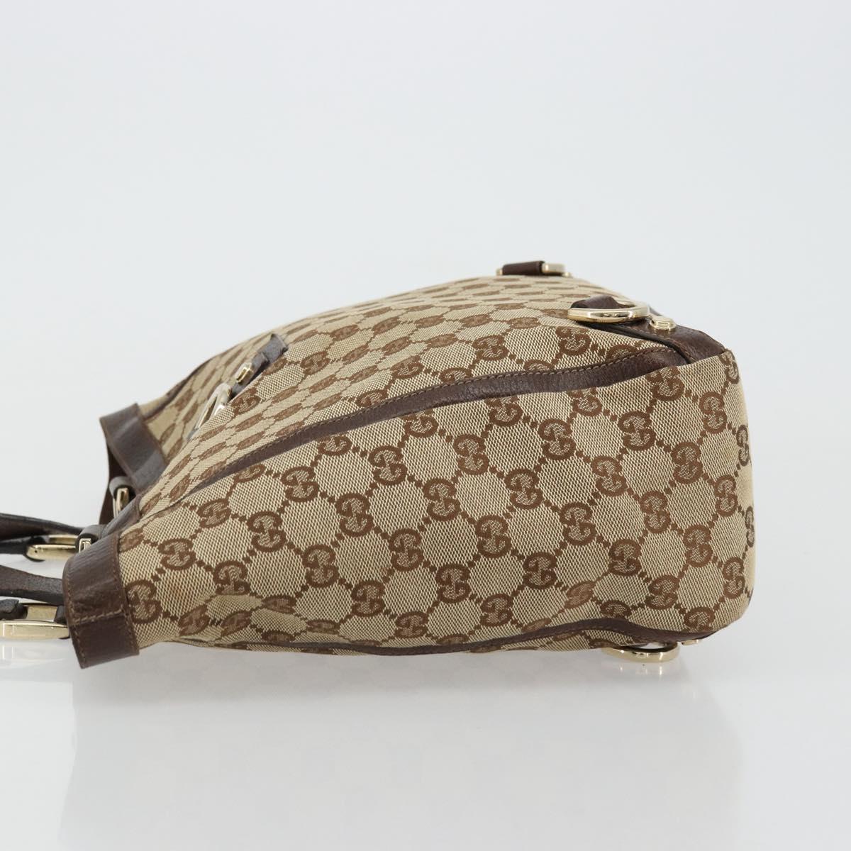 GUCCI GG Canvas Abbey Hand Bag Beige Gold 130739 Auth 176779A