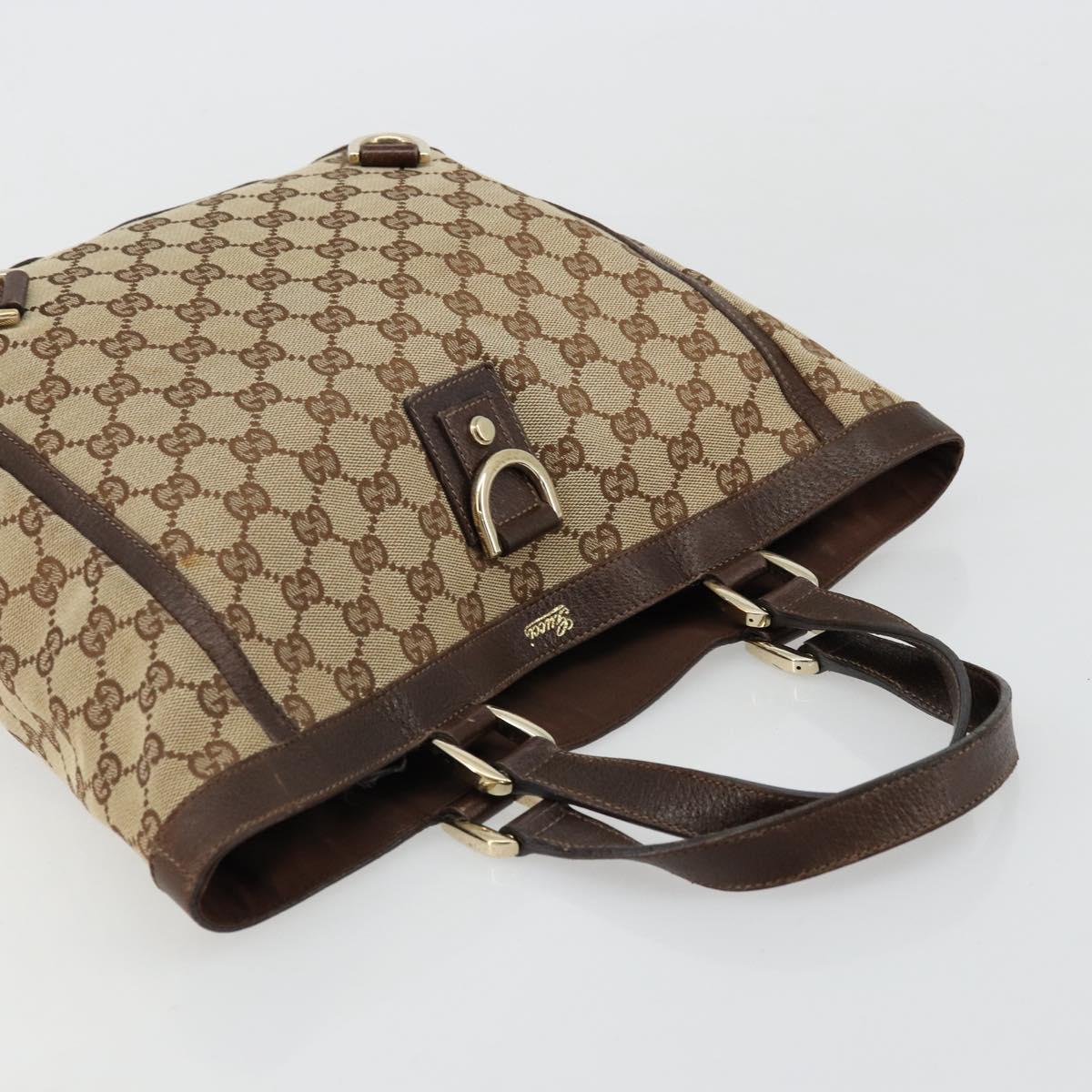 GUCCI GG Canvas Abbey Hand Bag Beige Gold 130739 Auth 176779A