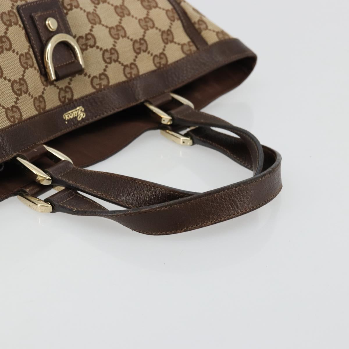 GUCCI GG Canvas Abbey Hand Bag Beige Gold 130739 Auth 176779A