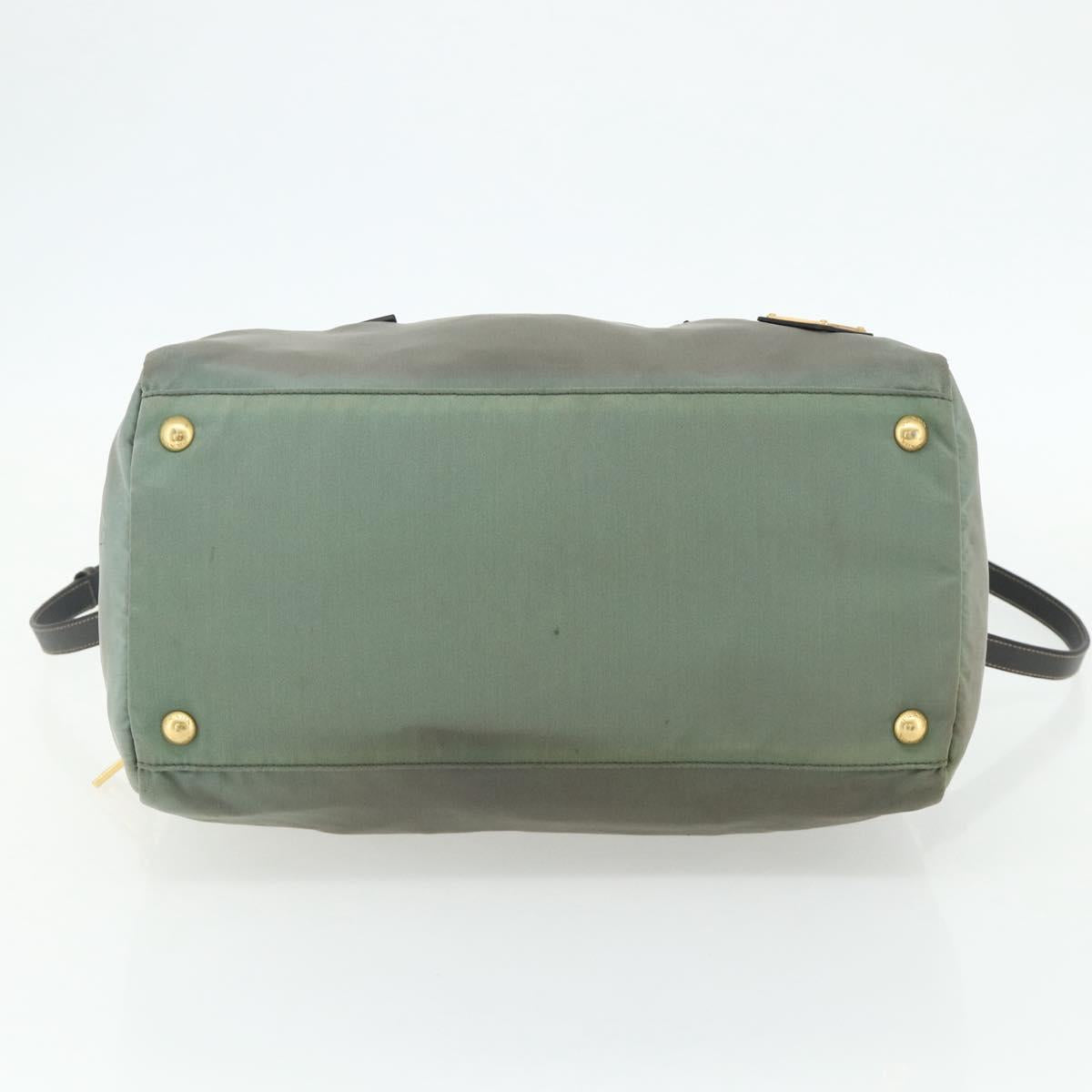 PRADA Shoulder Bag Nylon 2way Green Gold Auth 176782