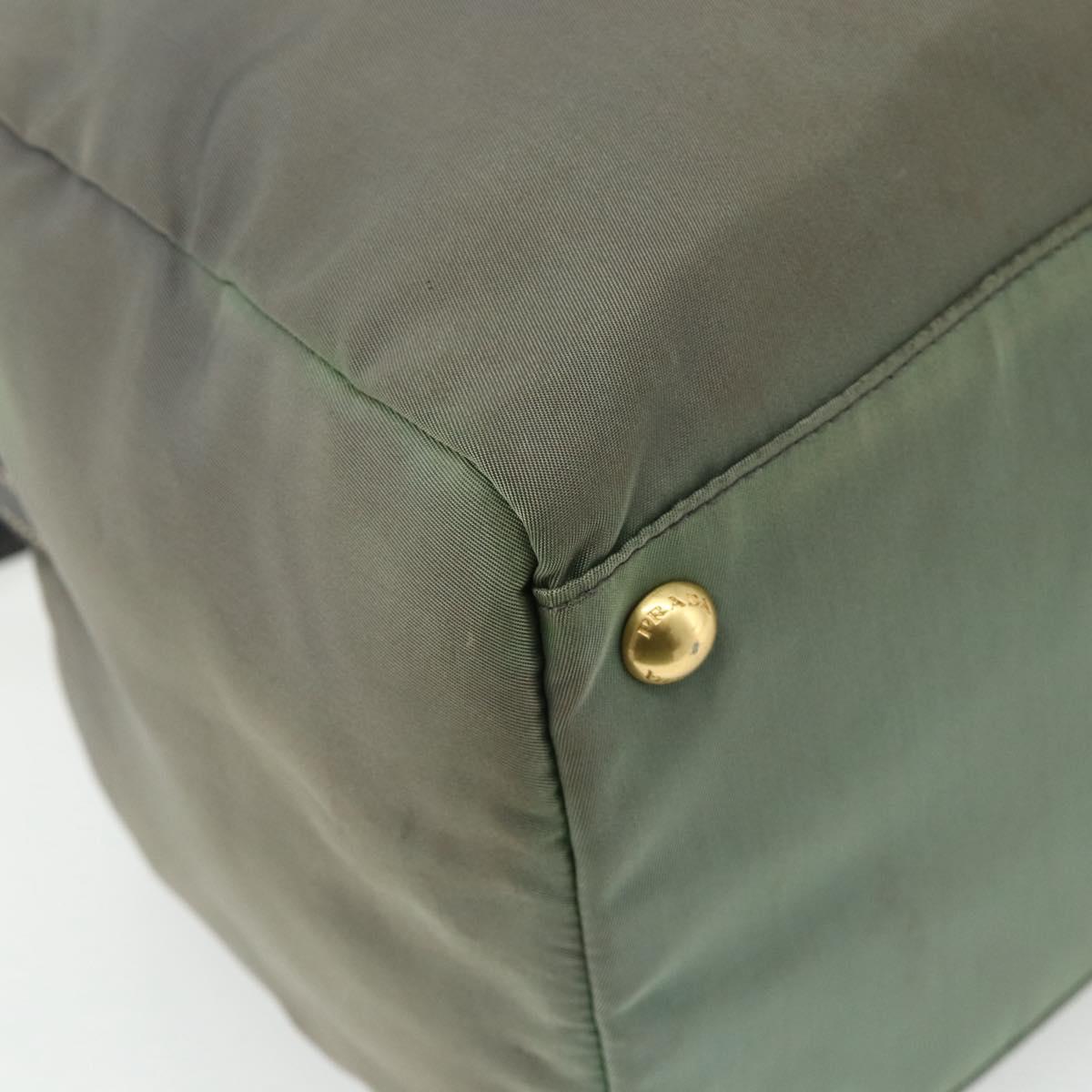 PRADA Shoulder Bag Nylon 2way Green Gold Auth 176782