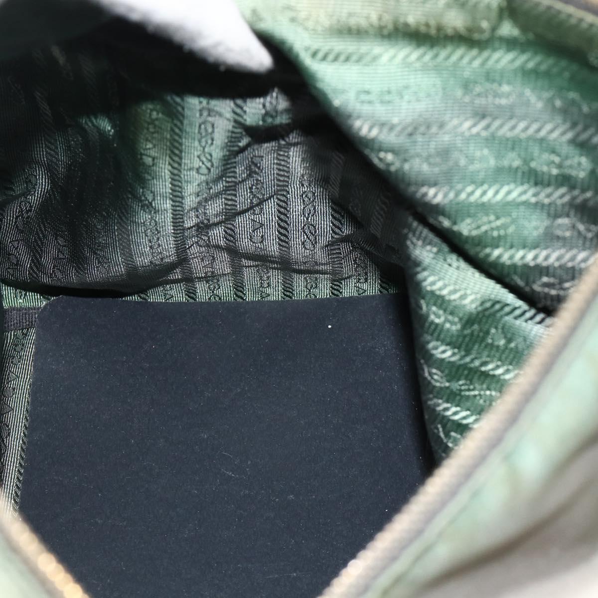 PRADA Shoulder Bag Nylon 2way Green Gold Auth 176782