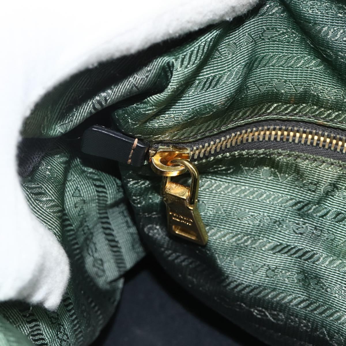 PRADA Shoulder Bag Nylon 2way Green Gold Auth 176782