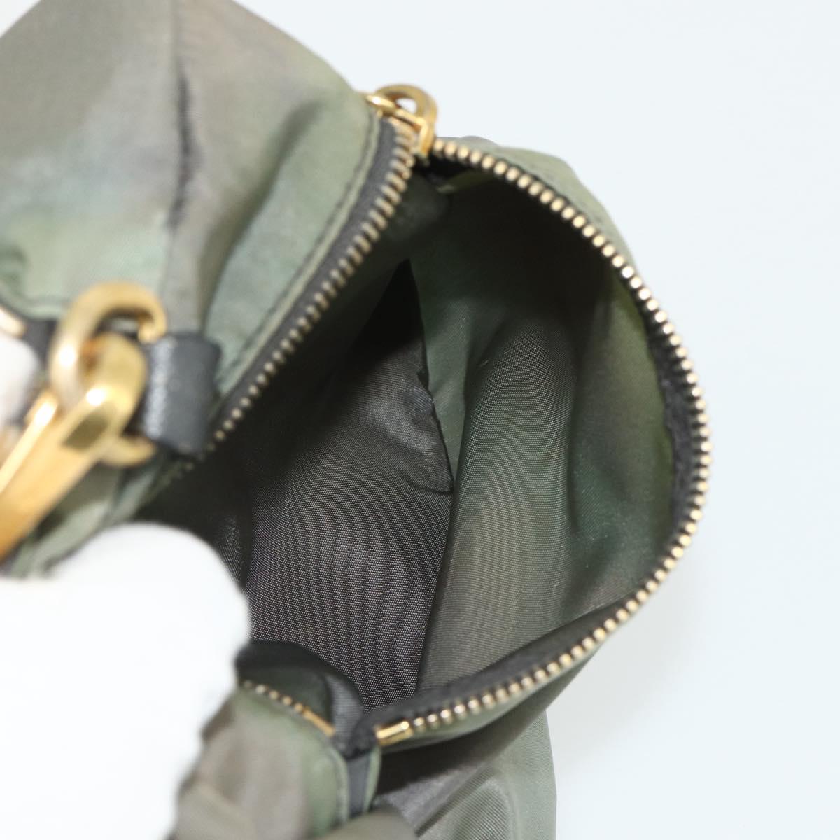 PRADA Shoulder Bag Nylon 2way Green Gold Auth 176782