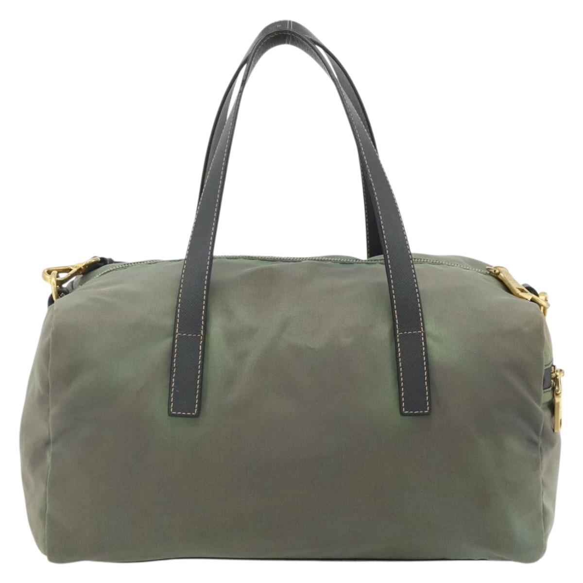 PRADA Shoulder Bag Nylon 2way Green Gold Auth 176782