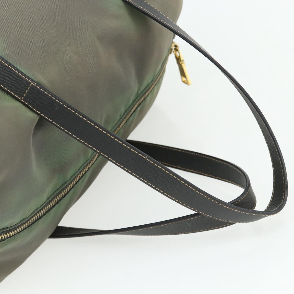 PRADA Shoulder Bag Nylon 2way Green Gold Auth 176782