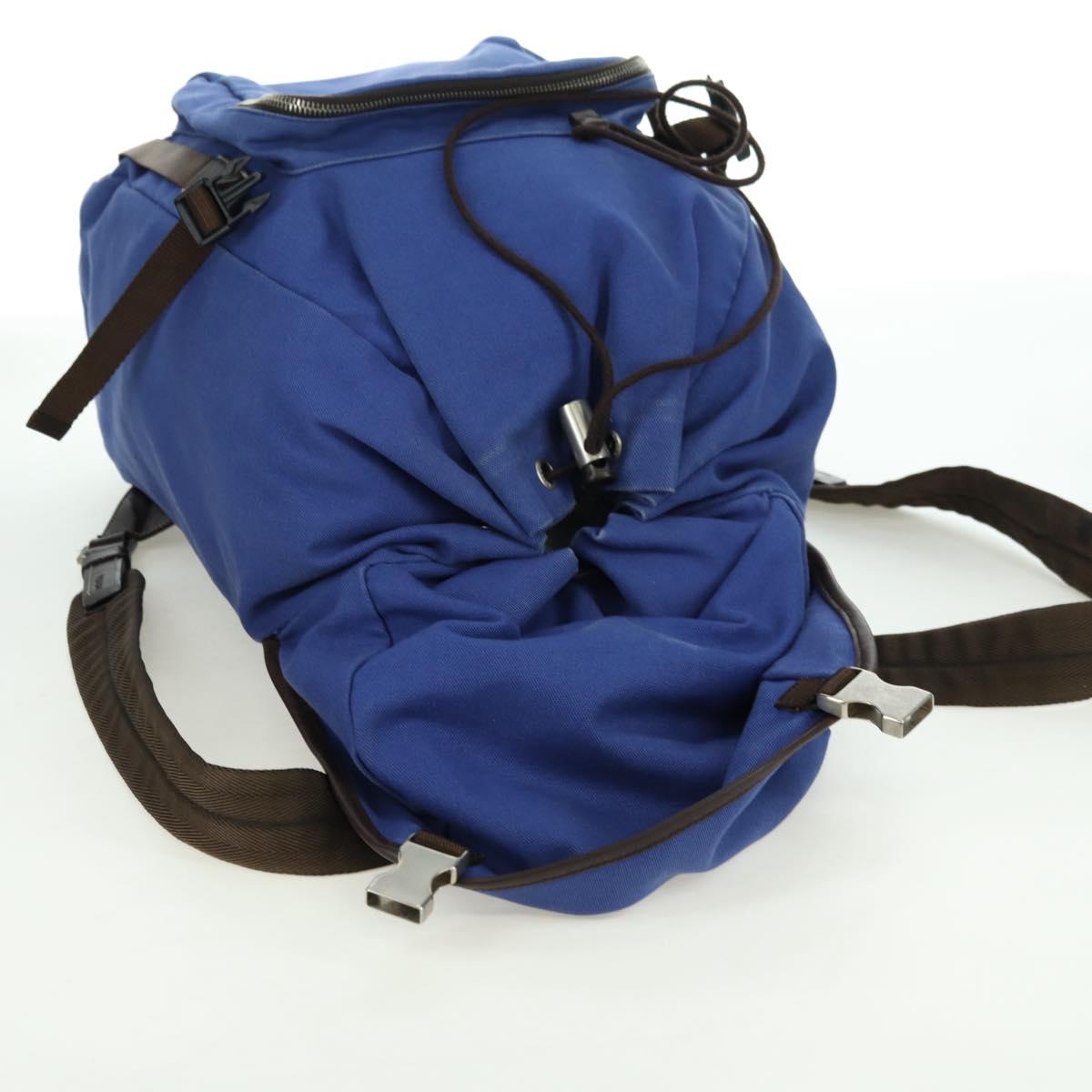 PRADA Backpack Canvas Blue Silver Auth 176786