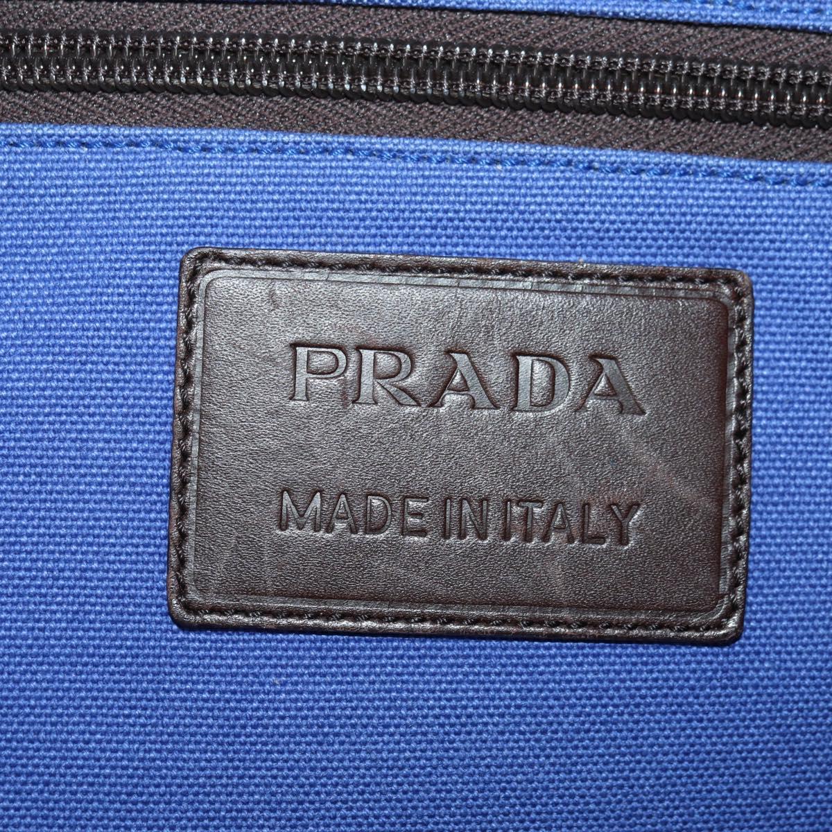 PRADA Backpack Canvas Blue Silver Auth 176786