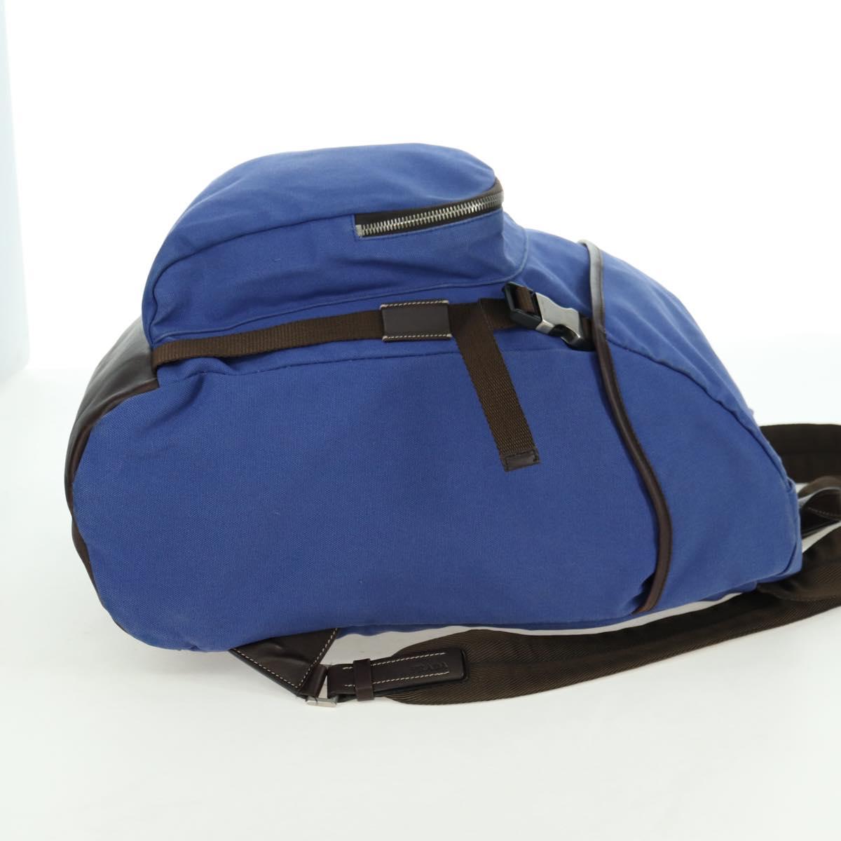 PRADA Backpack Canvas Blue Silver Auth 176786