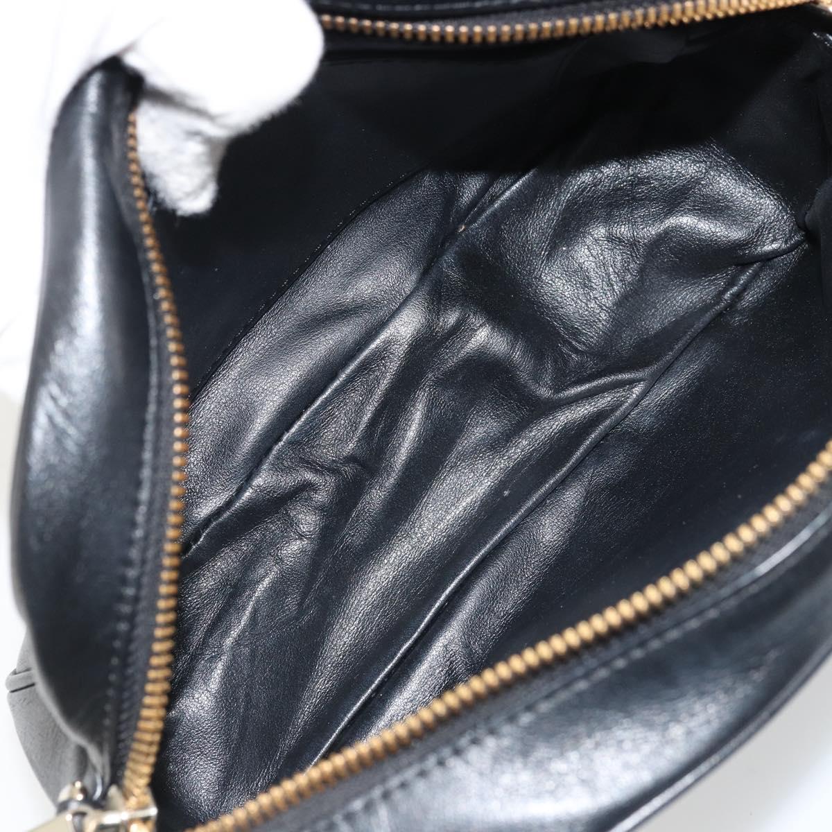 Salvatore Ferragamo Gancini Chain Shoulder Bag Leather Black Gold Auth 176787