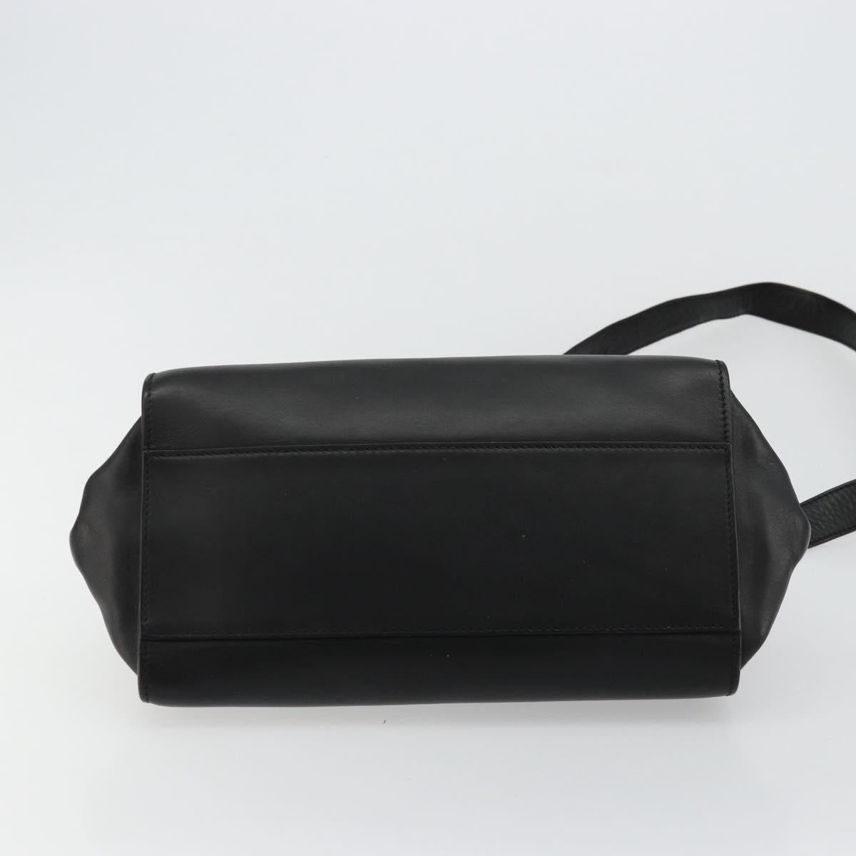 Salvatore Ferragamo Gancini Sofia Hand Bag Leather 2way Black Gold Auth 176789
