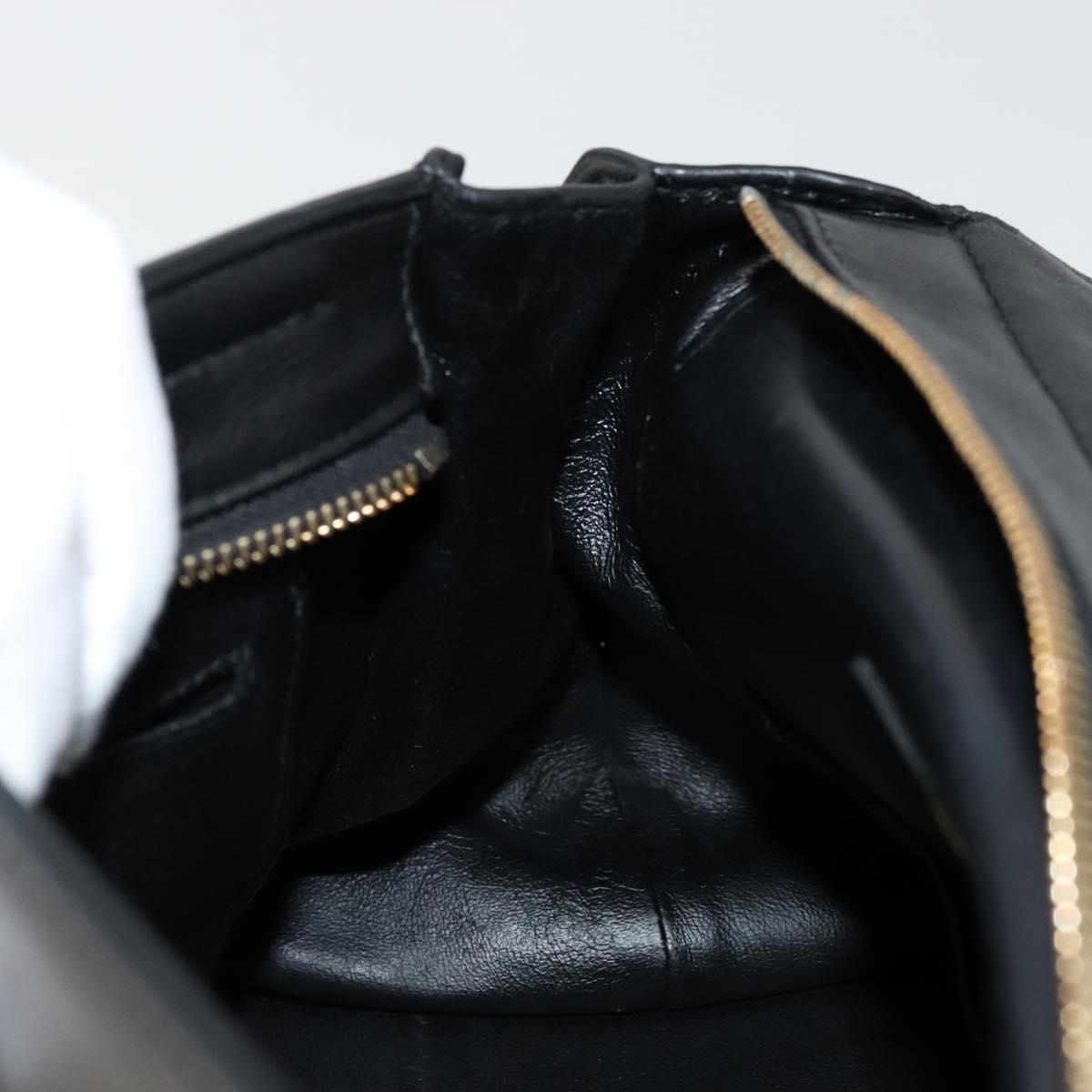 Salvatore Ferragamo Gancini Sofia Hand Bag Leather 2way Black Gold Auth 176789