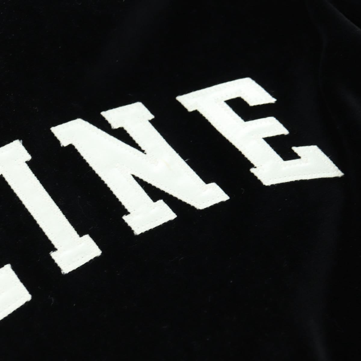 CELINE Cropped Hoodie Velor Black Auth 176793M