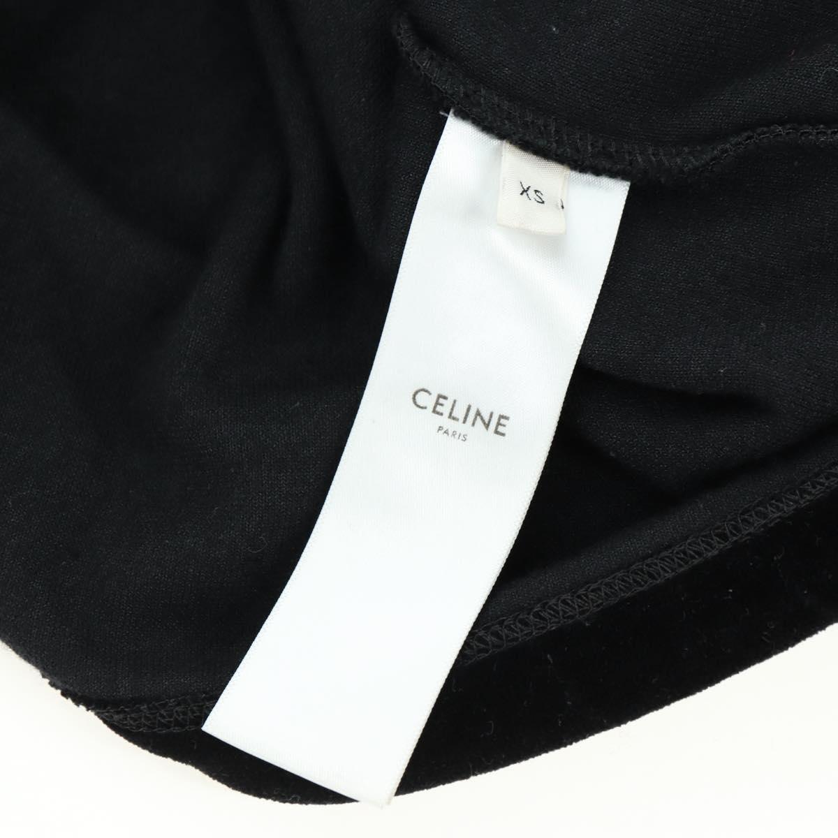CELINE Cropped Hoodie Velor Black Auth 176793M