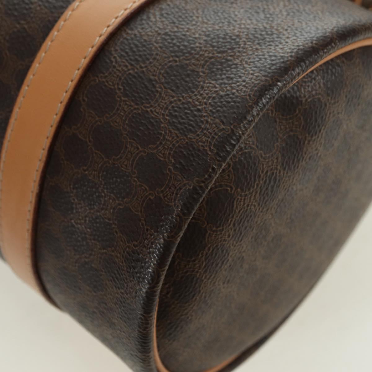 CELINE Macadam Canvas Boston Bag PVC Leather Brown Gold Auth 176802V