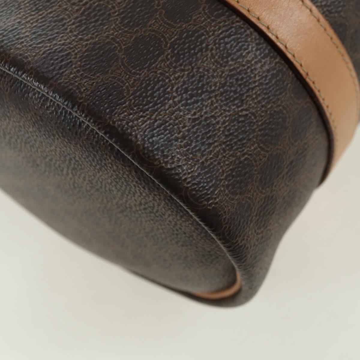 CELINE Macadam Canvas Boston Bag PVC Leather Brown Gold Auth 176802V