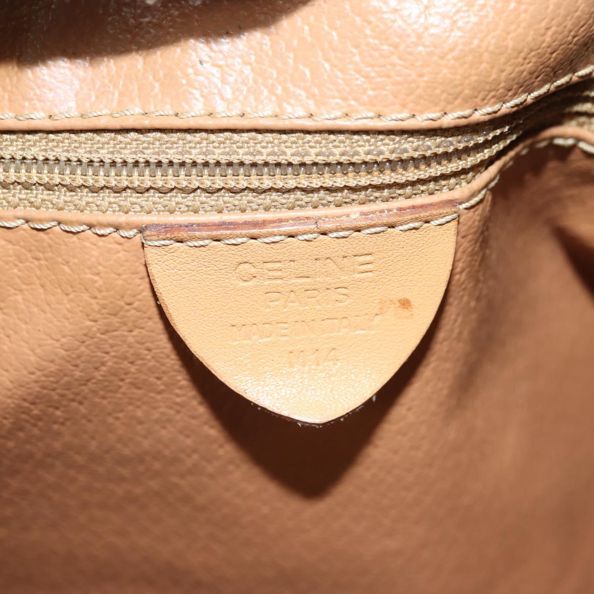 CELINE Macadam Canvas Boston Bag PVC Leather Brown Gold Auth 176802V