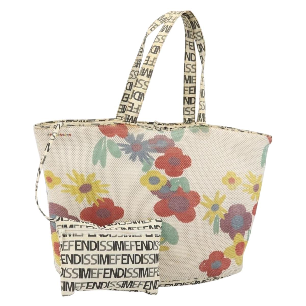 FENDI FENDISSIME Tote Bag Nylon White CC Auth 176808