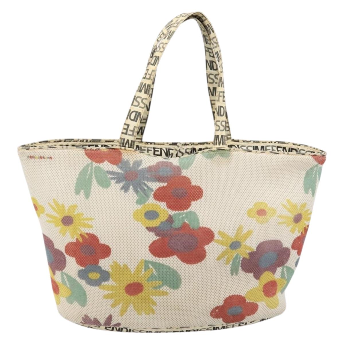 FENDI FENDISSIME Tote Bag Nylon White CC Auth 176808