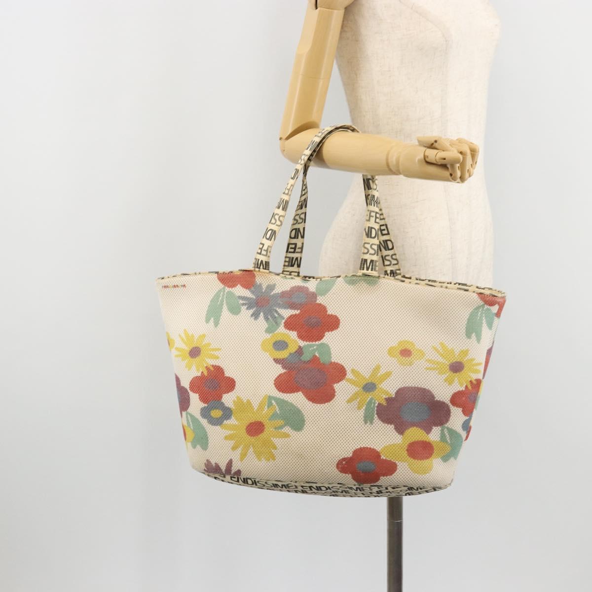 FENDI FENDISSIME Tote Bag Nylon White CC Auth 176808