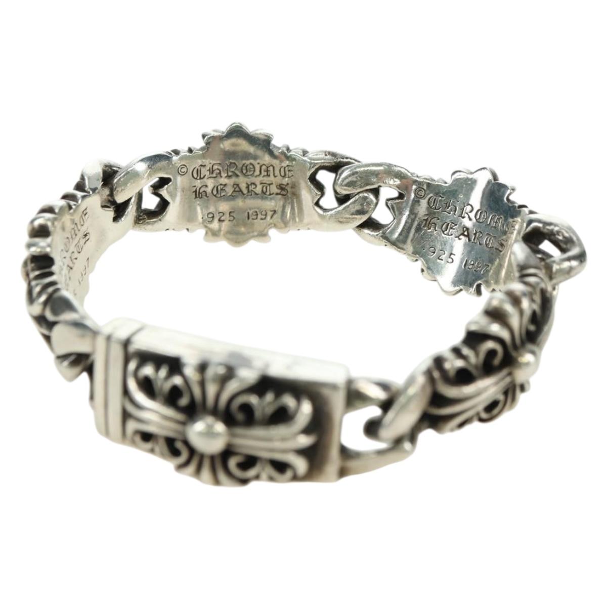 Chrome Hearts Keeper Link ID Bracelet Ag925 4 Links Silver Auth 176817SM