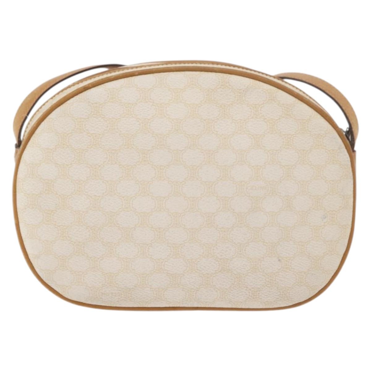 CELINE Macadam Canvas Shoulder Bag PVC White Auth 176818