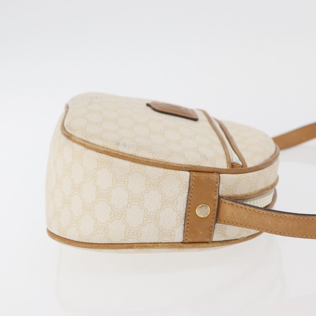CELINE Macadam Canvas Shoulder Bag PVC White Auth 176818