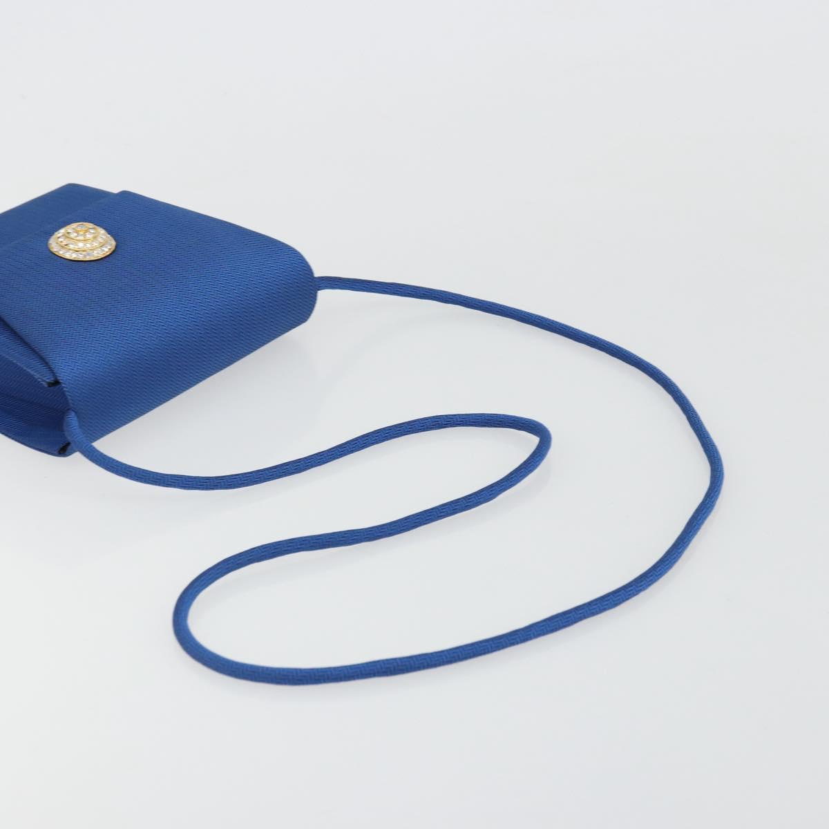 SAINT LAURENT Shoulder Bag Satin Blue Gold Auth 176819A