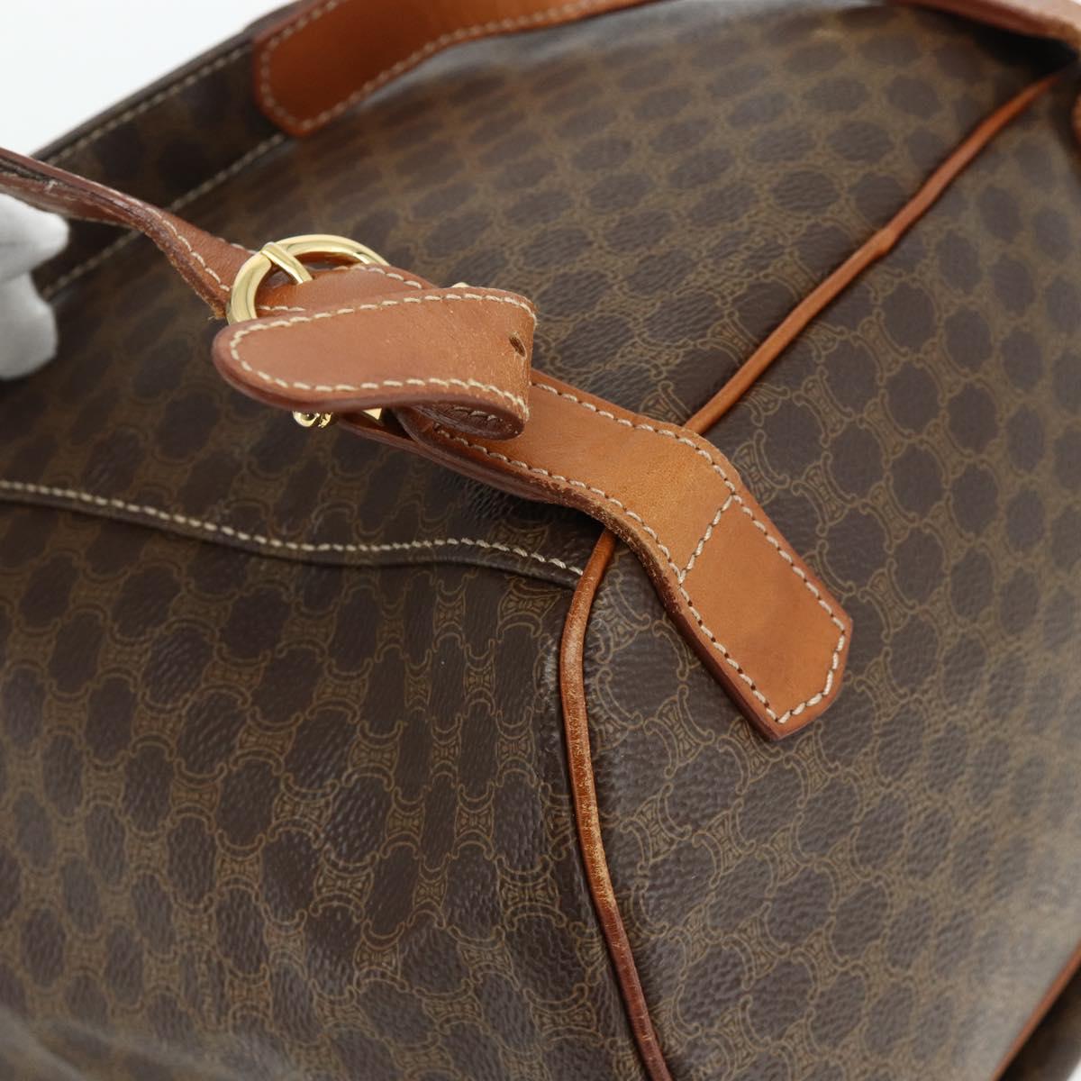 CELINE Macadam Canvas Backpack PVC Leather Brown Gold Auth 176821
