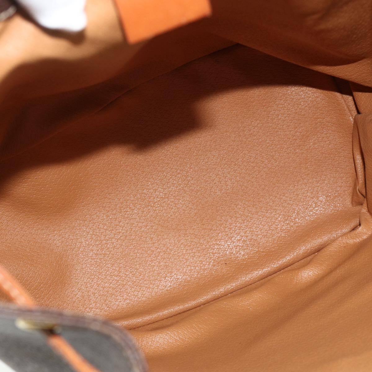 CELINE Macadam Canvas Backpack PVC Leather Brown Gold Auth 176821