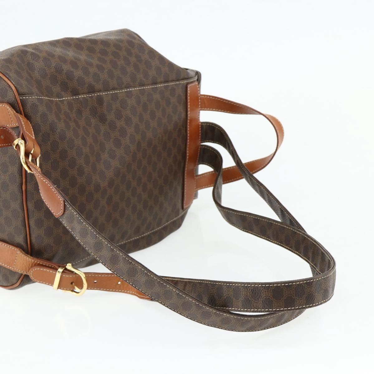 CELINE Macadam Canvas Backpack PVC Leather Brown Gold Auth 176821