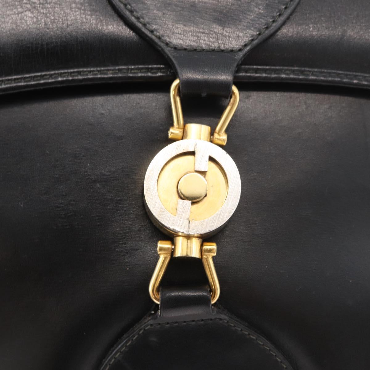 GUCCI Web Sherry Line Jackie Shoulder Bag Leather Black Gold Red Auth 176825A