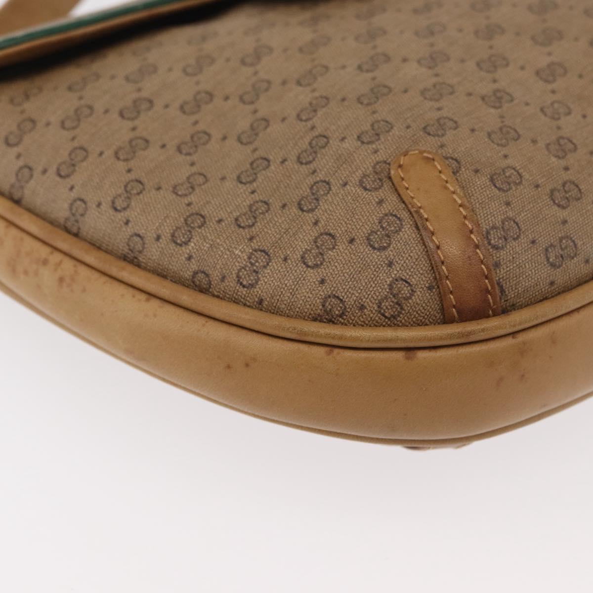 GUCCI Micro GG Supreme Shoulder Bag PVC Beige Gold Auth 176833