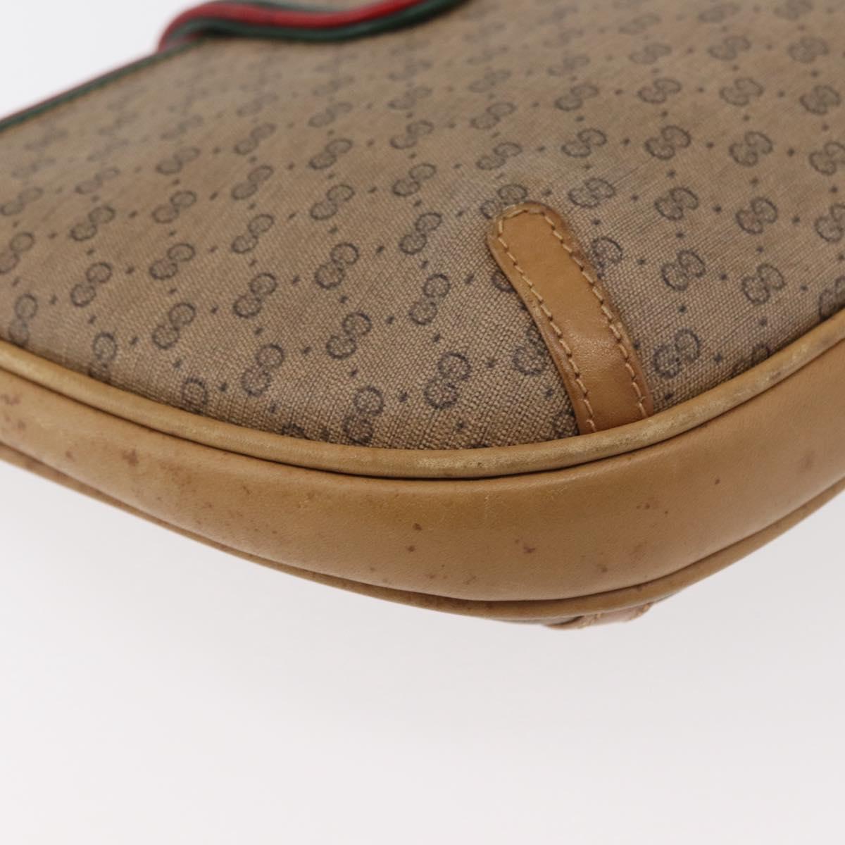 GUCCI Micro GG Supreme Shoulder Bag PVC Beige Gold Auth 176833