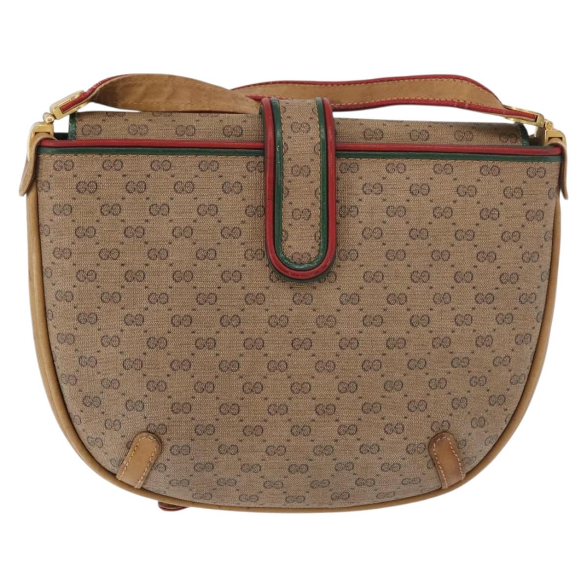 GUCCI Micro GG Supreme Shoulder Bag PVC Beige Gold Auth 176833