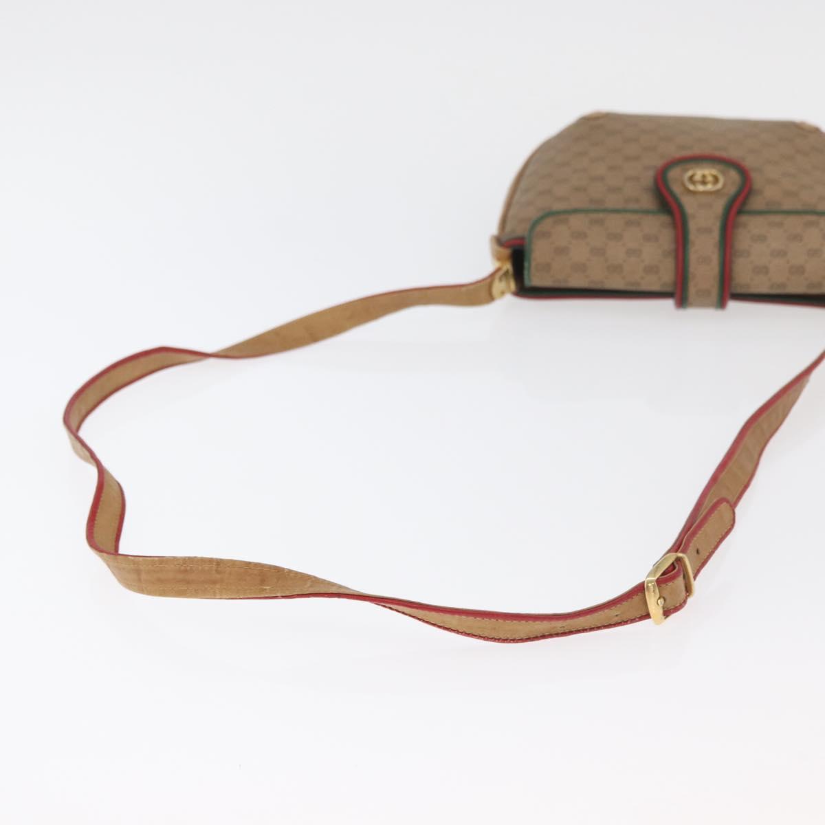 GUCCI Micro GG Supreme Shoulder Bag PVC Beige Gold Auth 176833