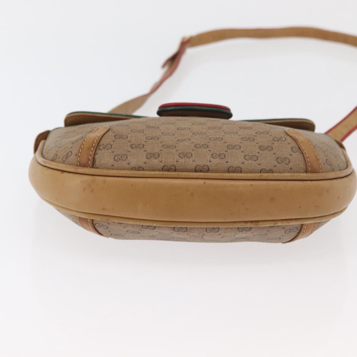 GUCCI Micro GG Supreme Shoulder Bag PVC Beige Gold Auth 176833