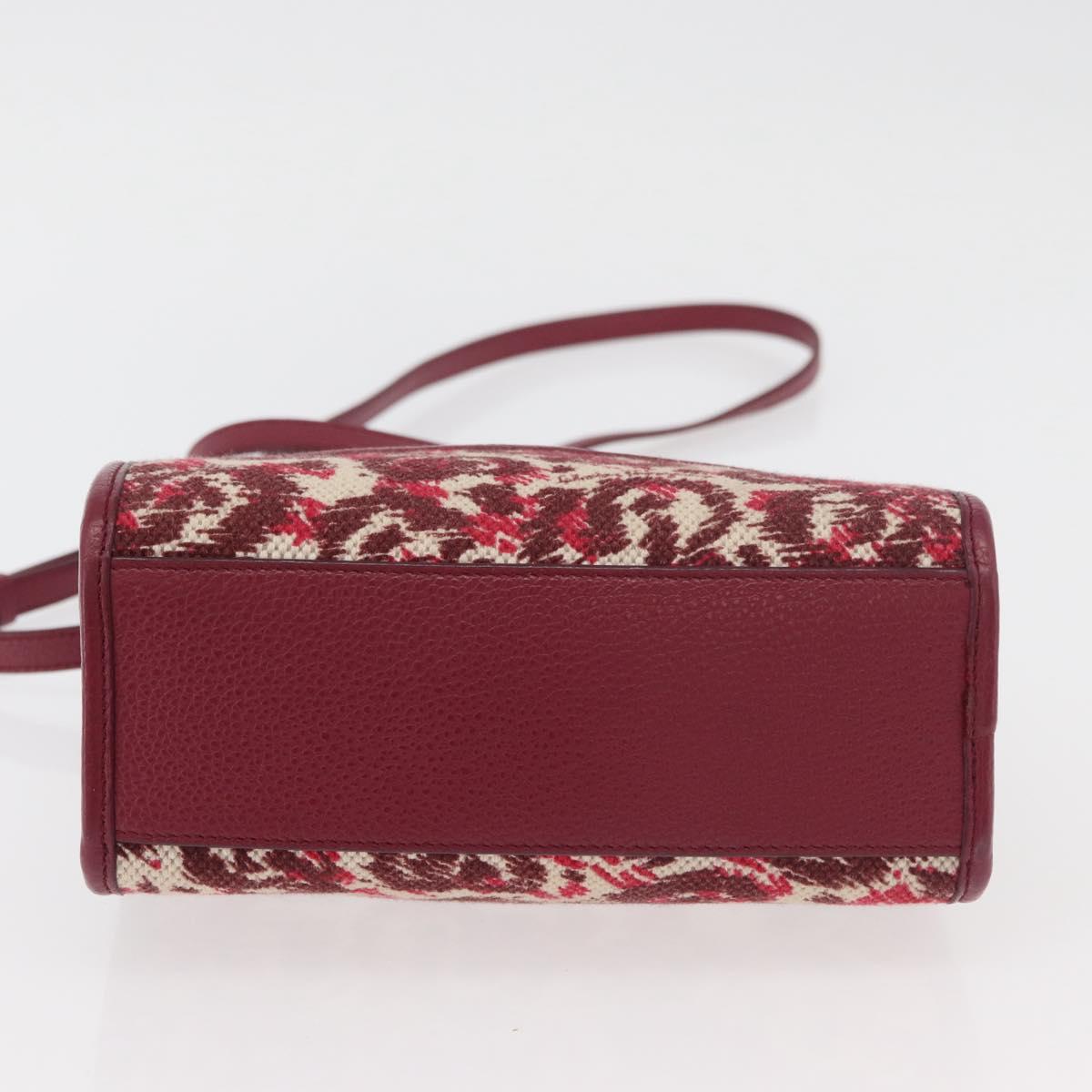 Salvatore Ferragamo Gancini Hand Bag Canvas 2way Red Gold Auth 176834