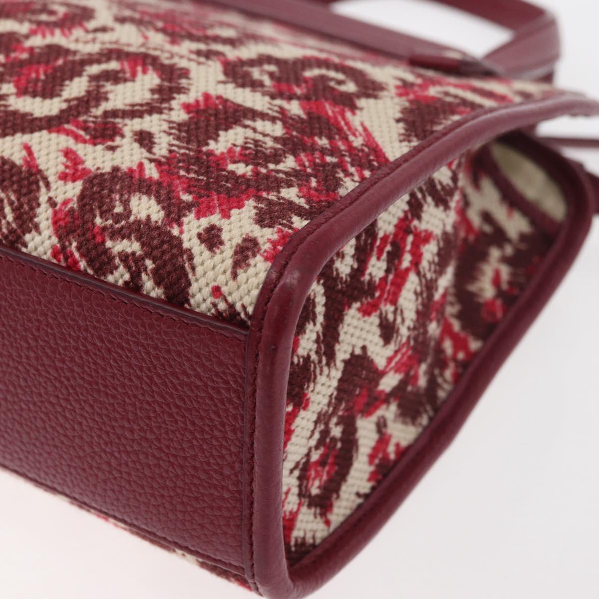 Salvatore Ferragamo Gancini Hand Bag Canvas 2way Red Gold Auth 176834