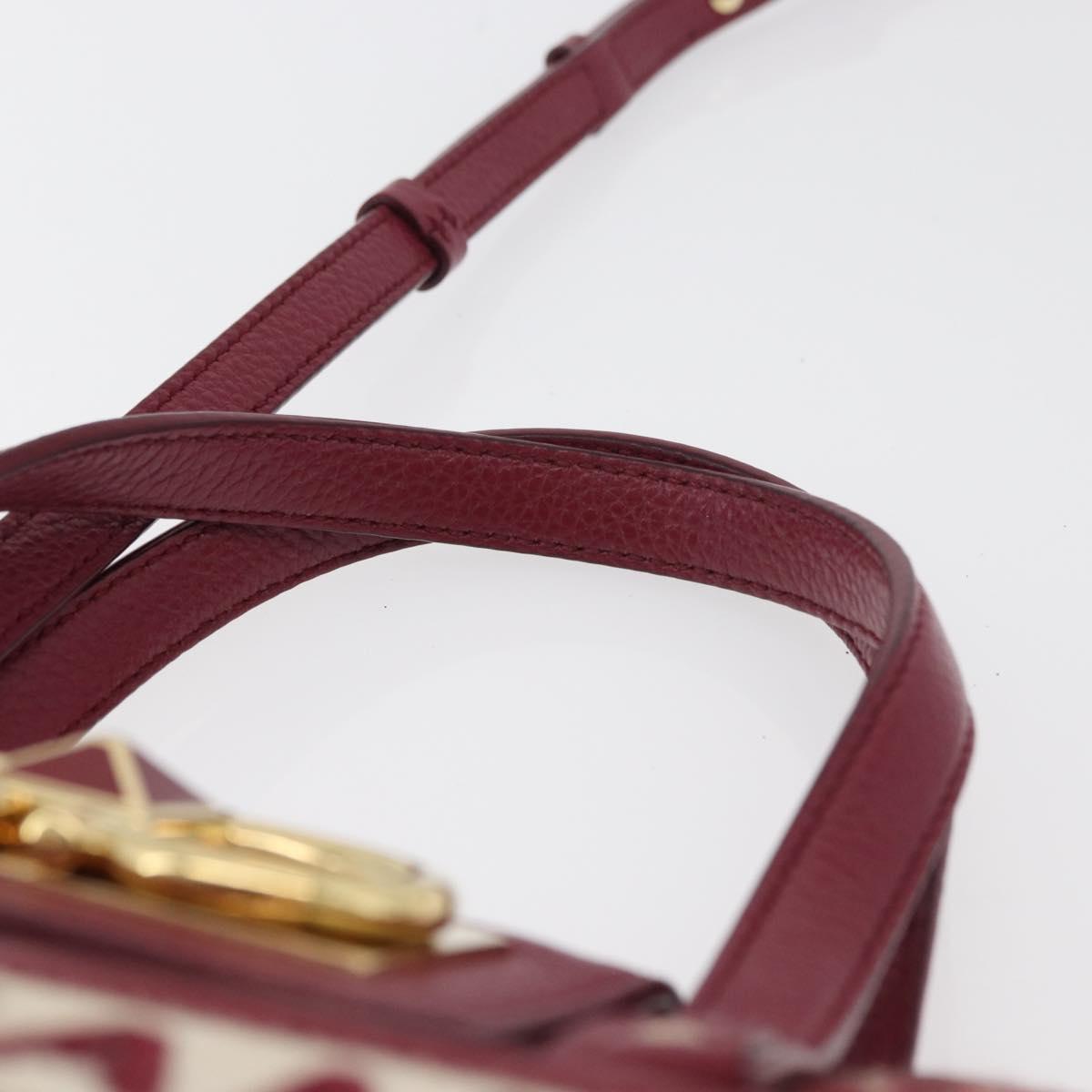 Salvatore Ferragamo Gancini Hand Bag Canvas 2way Red Gold Auth 176834