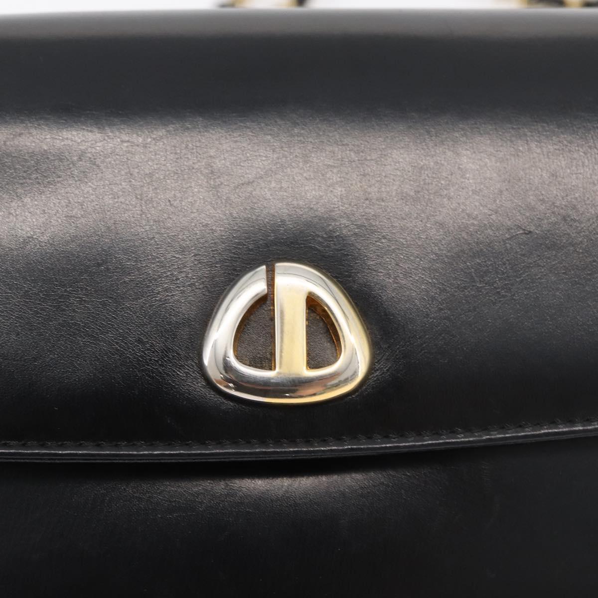 Christian Dior Chain Shoulder Bag Calf Skin Black Gold Auth 176840A