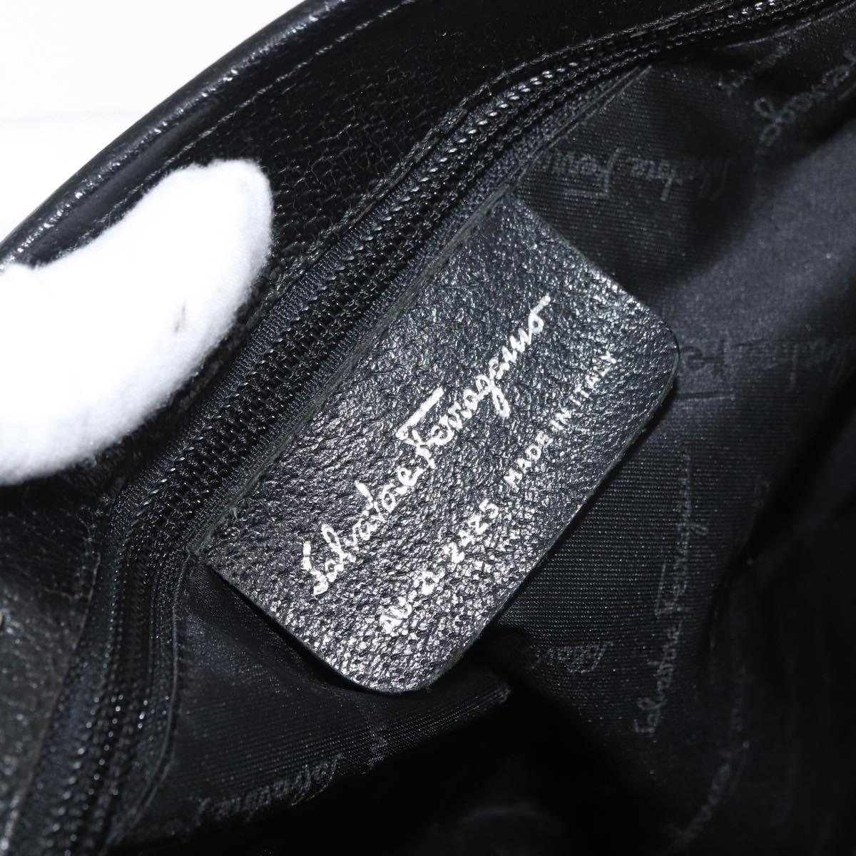 Salvatore Ferragamo Gancini Tote Bag Nylon Black Silver Auth 176841A