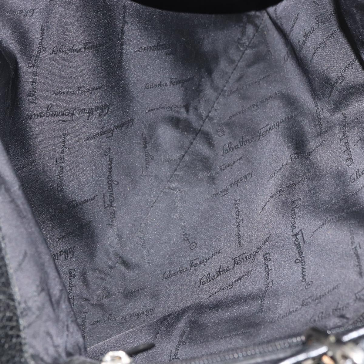 Salvatore Ferragamo Gancini Tote Bag Nylon Black Silver Auth 176841A