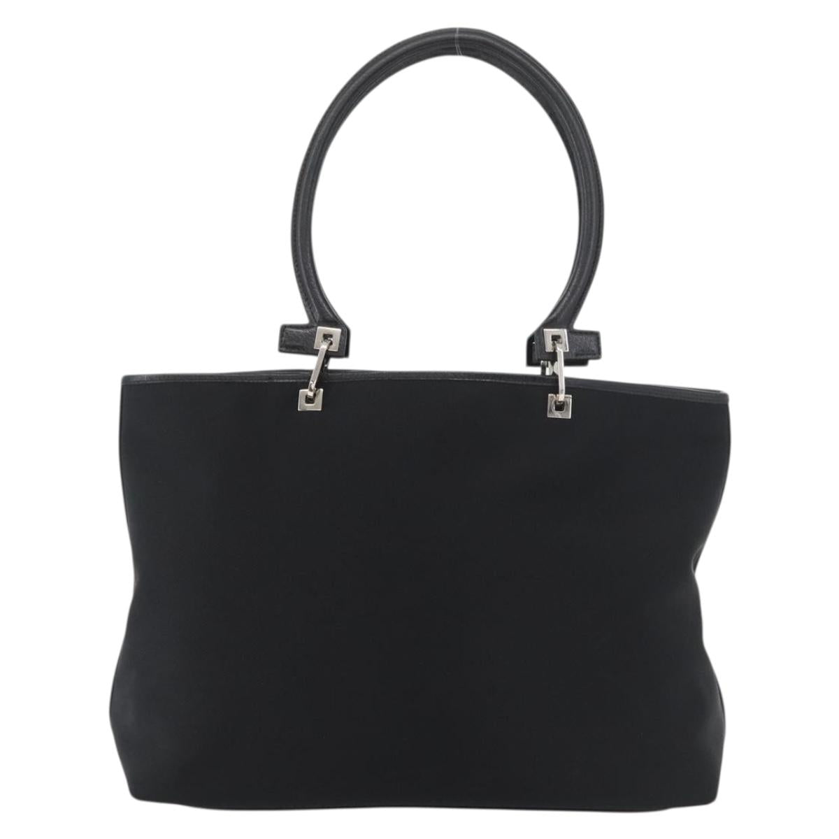 Salvatore Ferragamo Gancini Tote Bag Nylon Black Silver Auth 176841A