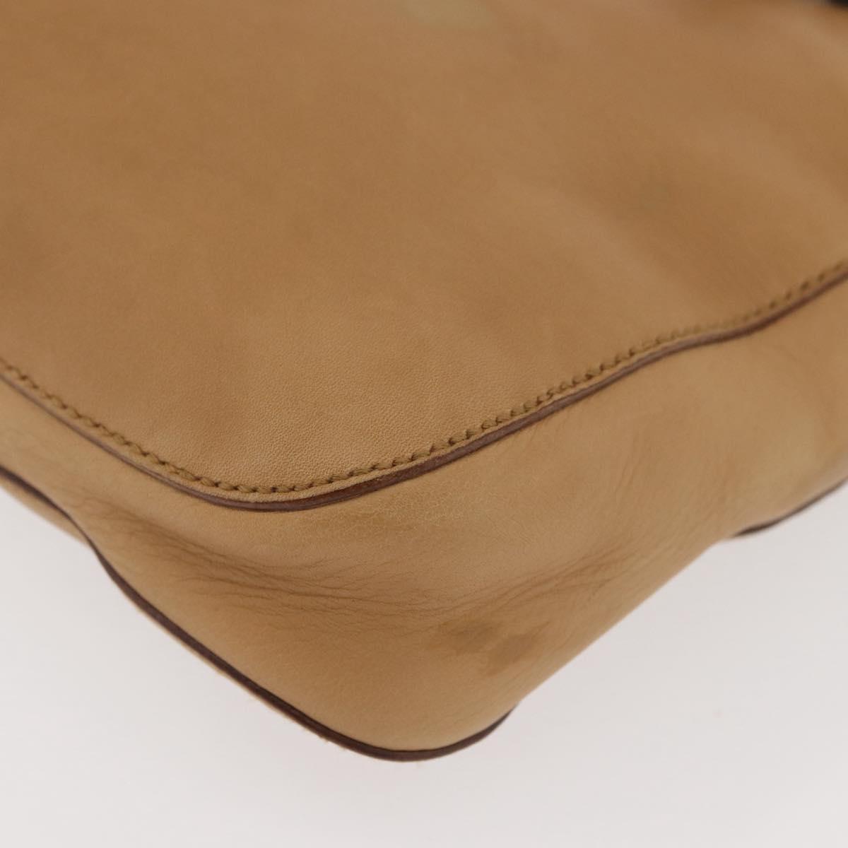 GUCCI Horsebit Shoulder Bag Leather Beige Gold 101975 Auth 176842A