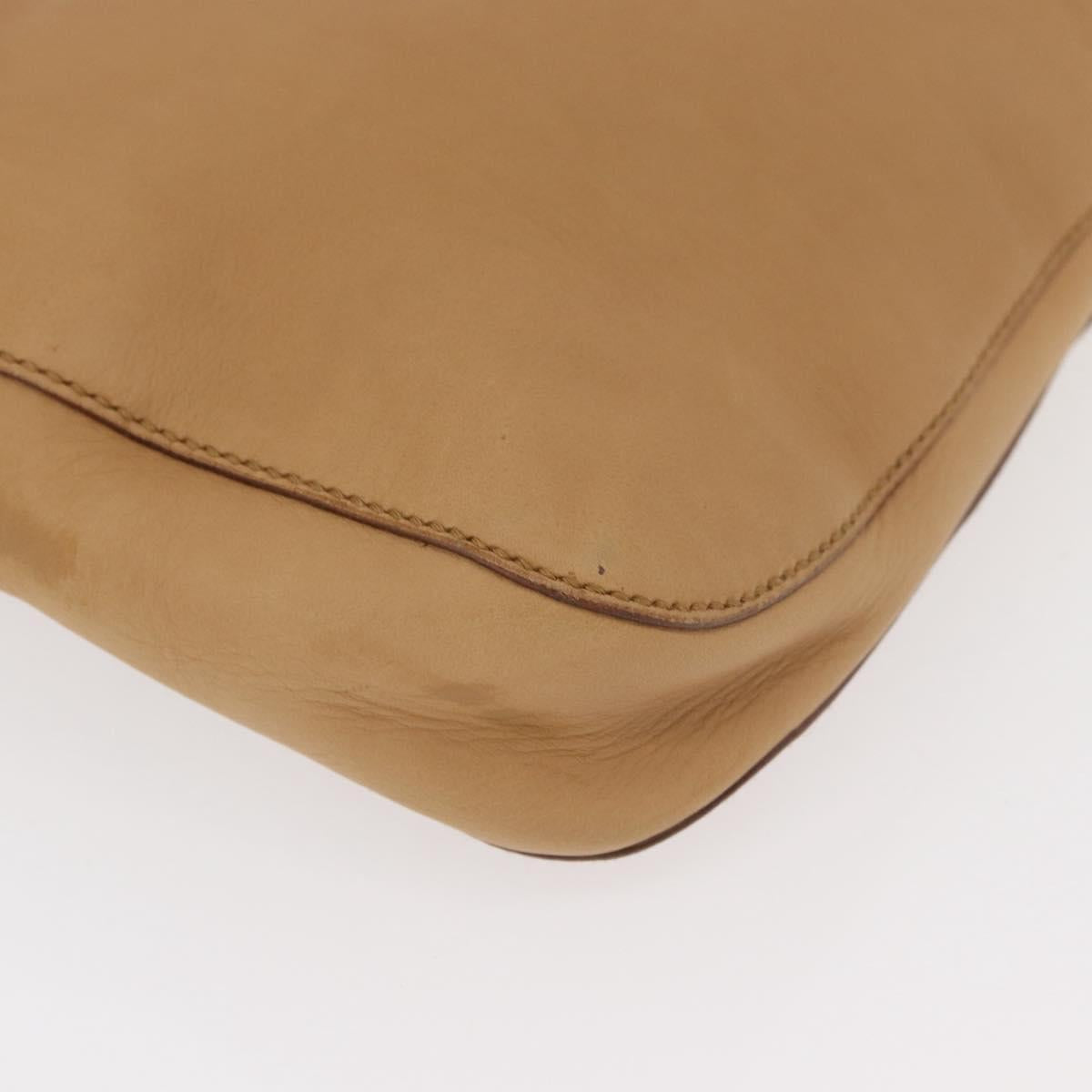 GUCCI Horsebit Shoulder Bag Leather Beige Gold 101975 Auth 176842A