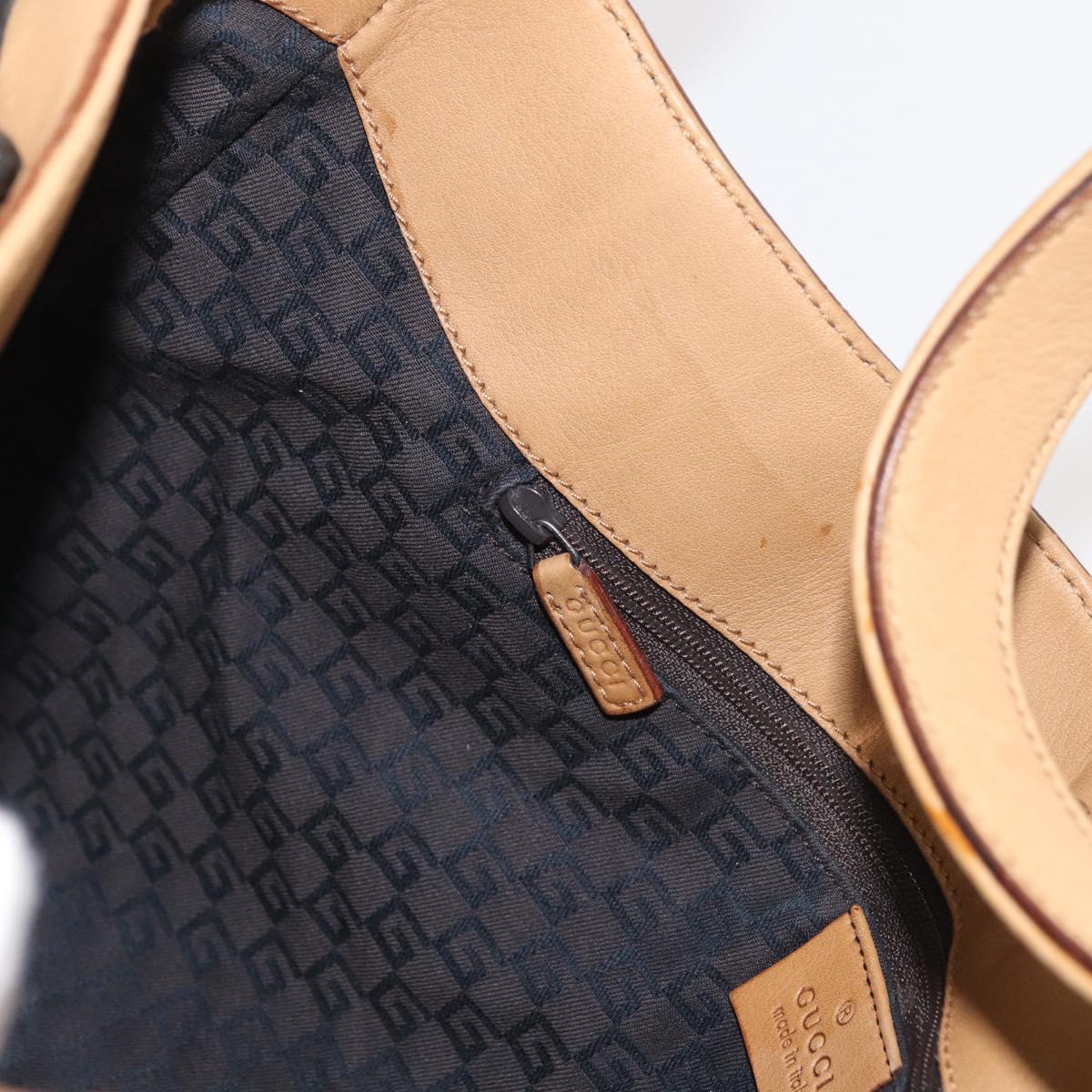GUCCI Horsebit Shoulder Bag Leather Beige Gold 101975 Auth 176842A