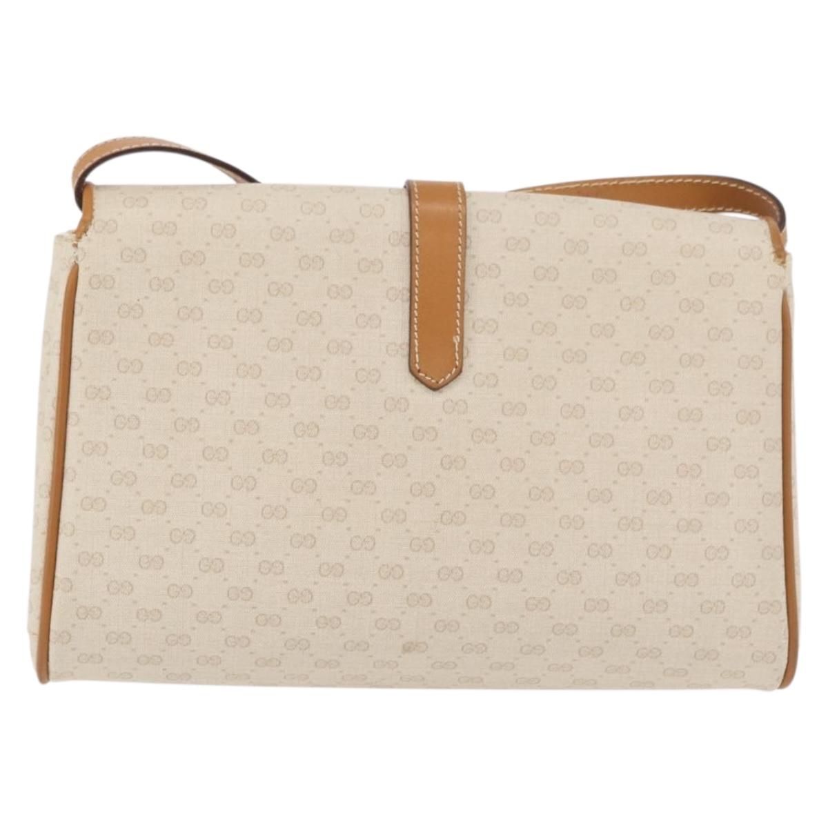 GUCCI Micro GG Supreme Shoulder Bag PVC Ivory Gold 004 14 1923 Auth 176849
