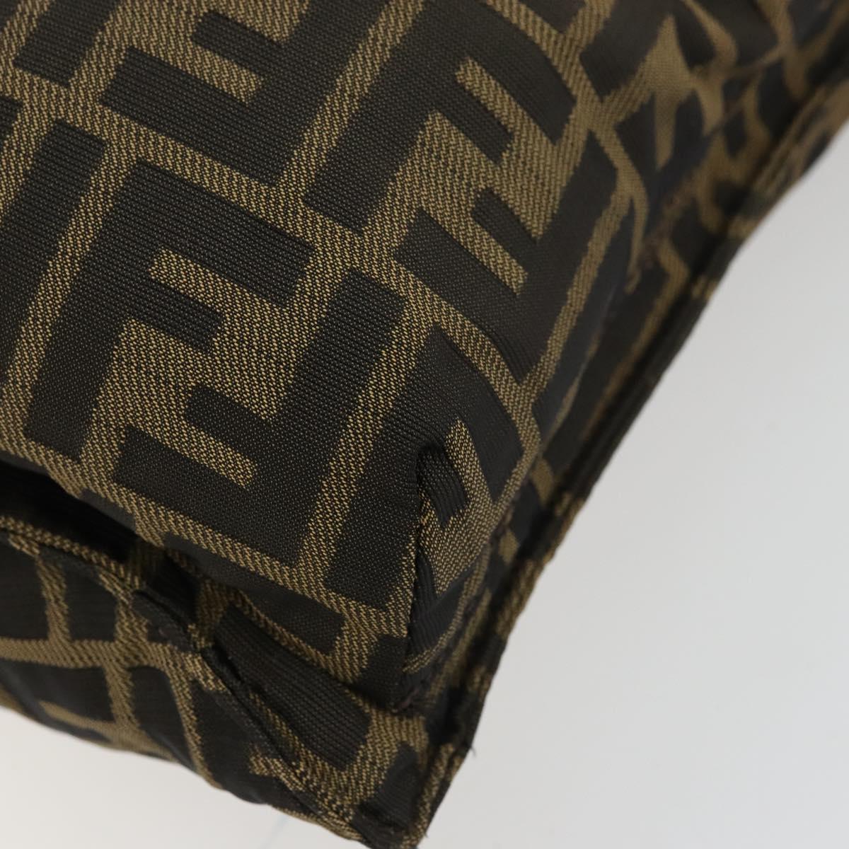 FENDI Zucca Canvas Shoulder Bag Black Brown Auth 176850A
